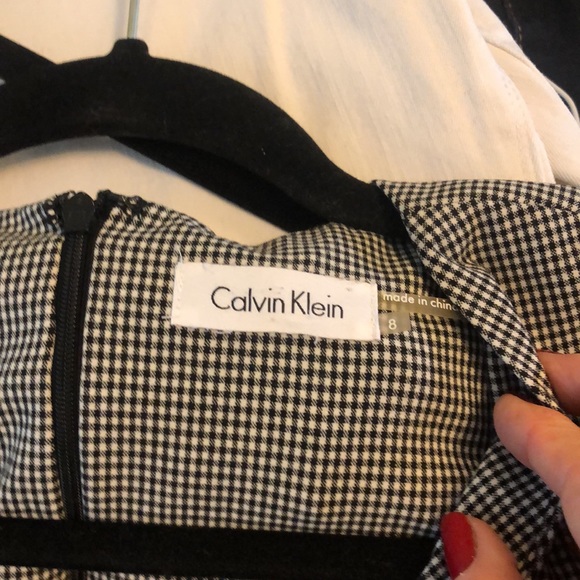 Calvin Klein Houndstooth Cap Sleeve Sheath Career Dress SZ 8 R2 - Picture 6 of 8